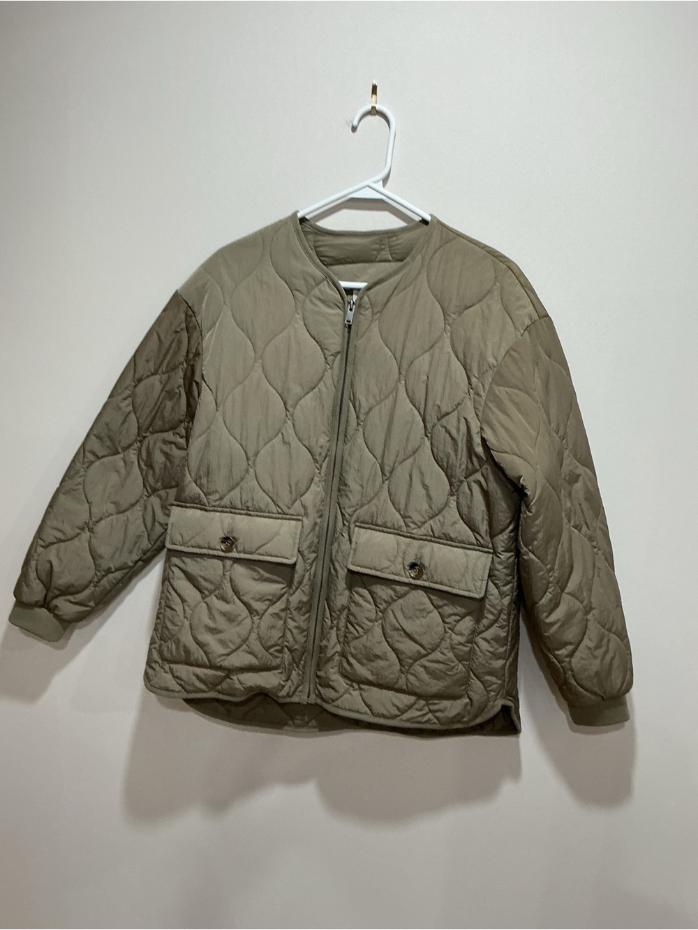 Joie Women's Olive Green Zip Up Quilted Jacket Coat Sz medium